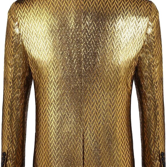 COOFANDY Brand Men's Size XL Gold Fashion Suit Jacket NWT Formal Prom Holidays - Picture 2 of 6